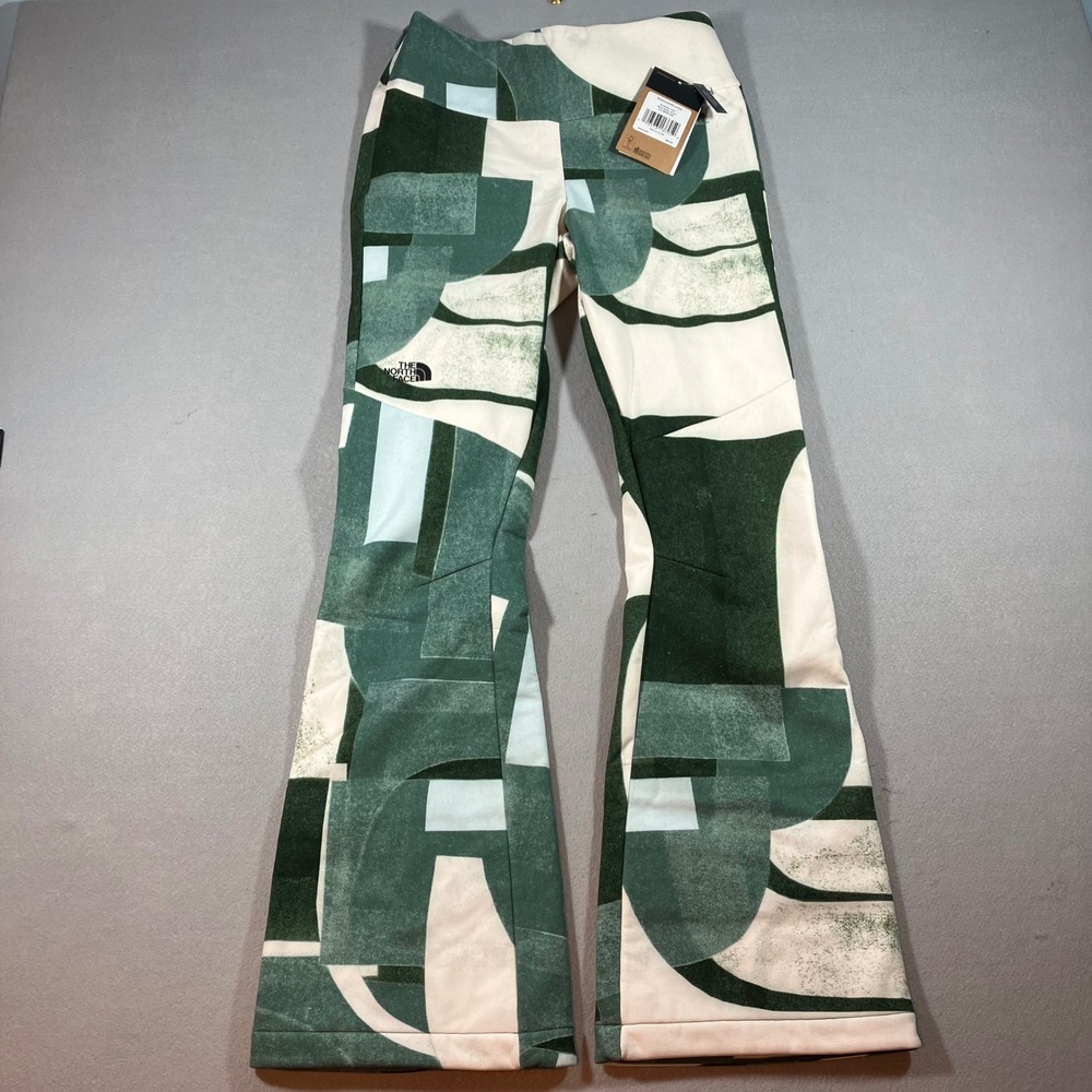 The North Face Snoga Ski Pants Womens 10 Reg Dark Sage Green Abstract WindWall